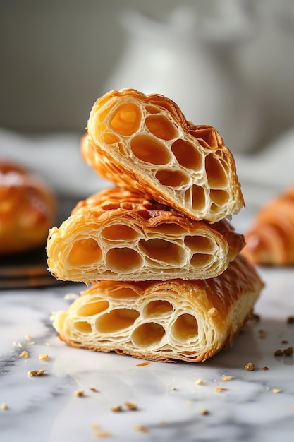 Sezione trasversale del croissant a nido d'ape