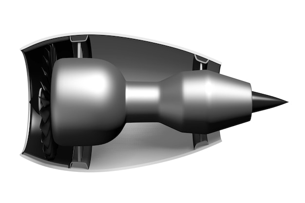 Sezione trasversale del motore a reazione isolato su sfondo bianco