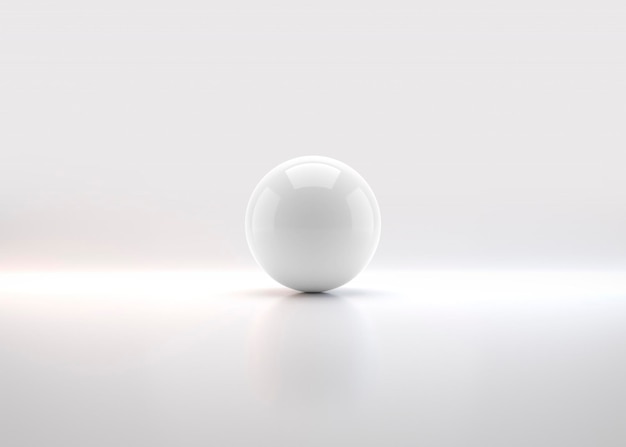 Sfera bianca con ombra Ball 3D rendering