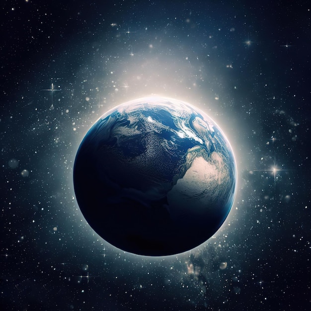 Sfera del pianeta Terra notturno nello spazio Luci della città sul pianeta Vita delle persone Sistema solare e