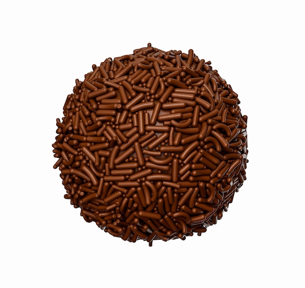 Sfera di cioccolato ricoperta di spruzzata di cioccolato Deliziose caramelle Sfondo isolato 3d illustrazione