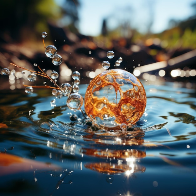 sfera di cristallo sull'acqua