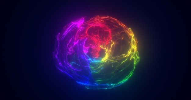 Sfera di energia arcobaleno multicolore astratta trasparente rotonda luminosa magica incandescente