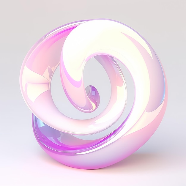 Sfera di vetro ipnotizzante e forme 3D in ceramica con gradiente morbido su sfondo bianco generate dall'AI
