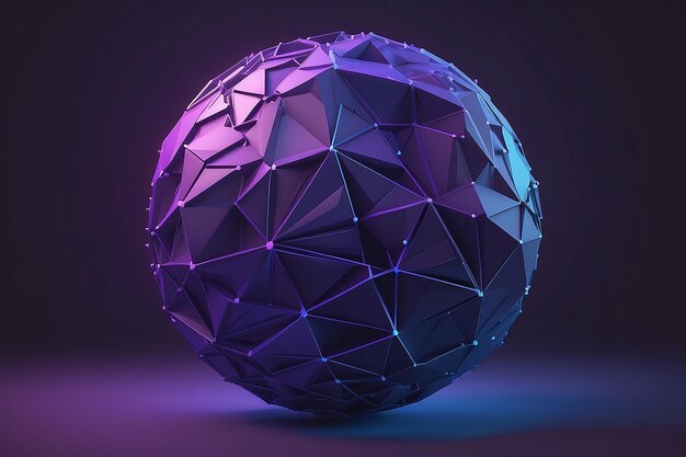 Sfera digitale metaverse globo blu-violetto astratto in basso poli