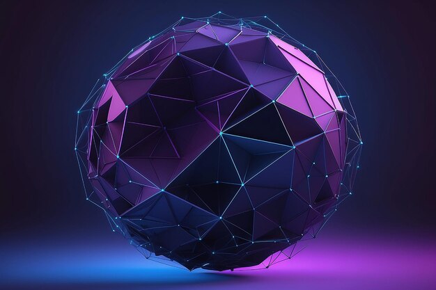 Sfera digitale metaverse globo blu-violetto astratto in basso poli