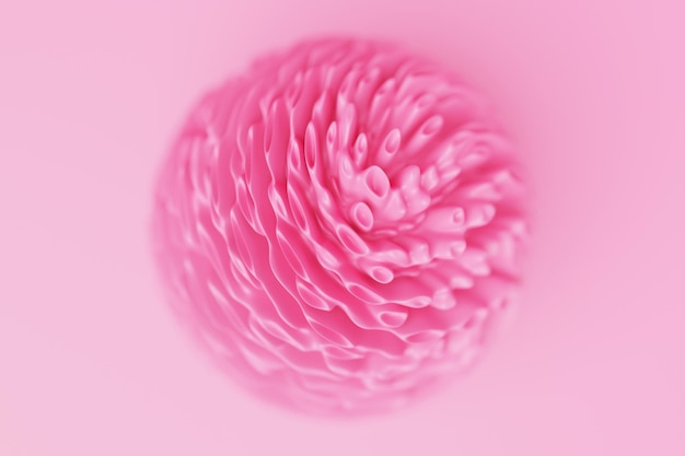 Sfera rosa fluorescente ondulata 3d Forme astratte onde lucide iridescenti Illustrazione 3d