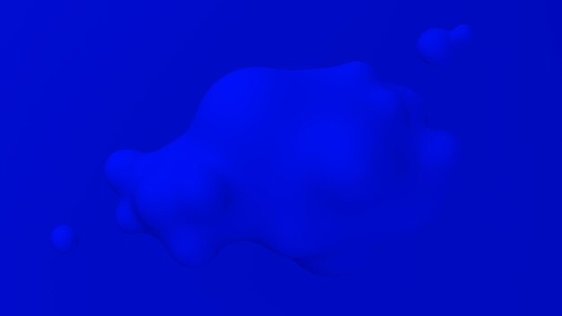 Sfere liquide blu che si fondono. Illustrazione monocromatica astratta, rendering 3d.