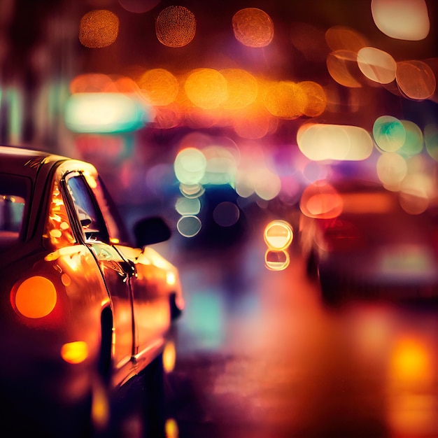Sfocato sfocato luci auto sfocate in movimento Bokeh astratto sfondo delle luci della città moderna
