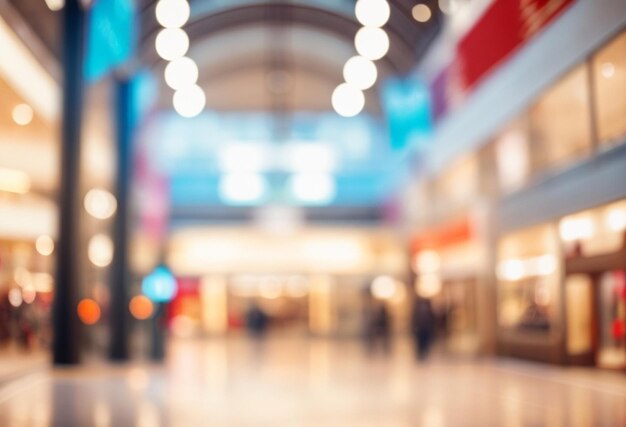 Sfocatura astratta dello sfondo dell'immagine del centro commerciale con luce rotta e lampadina svasata