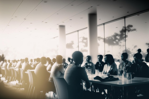 Sfocatura astratta persone nel concetto di sala conferenze sfocatura persone nell'istruzione in aula e persone tailandesi