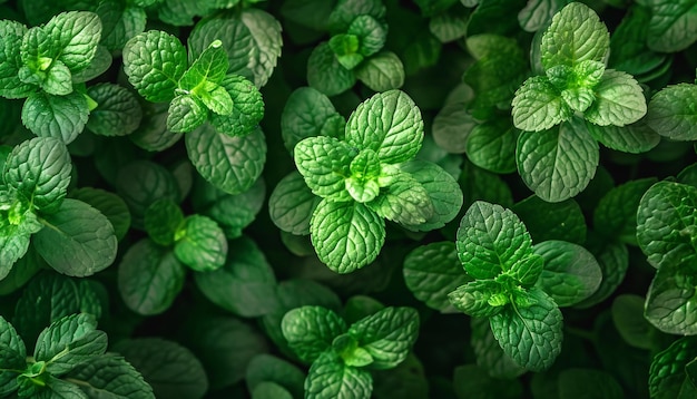 Sfondamento della crescita della menta verde