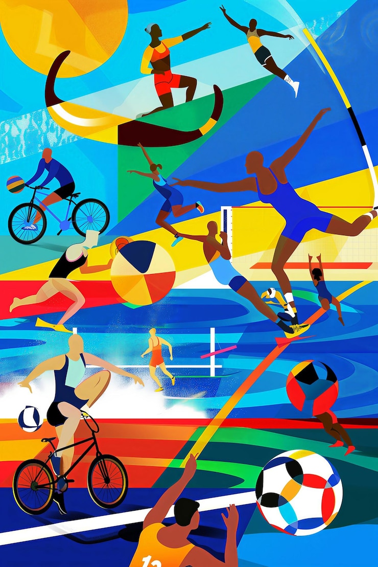 Foto sfondamento della rappresentazione grafica delle discipline dei giochi olimpici di parigi