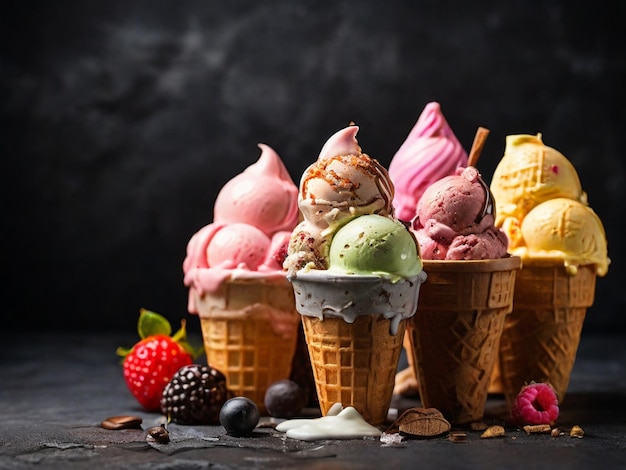 Sfondamento di gelati a sapore diverso