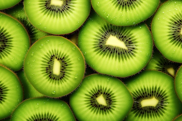 Sfondamento di schede di kiwi fresche Close Up
