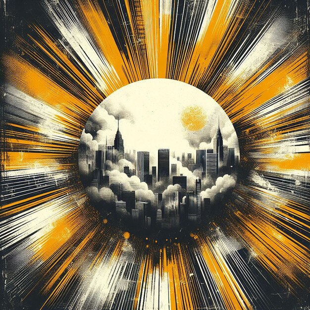 Sfondamento grunge sunburst