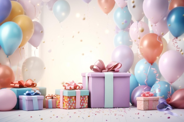 Sfondi di compleanno con palloncini e regali