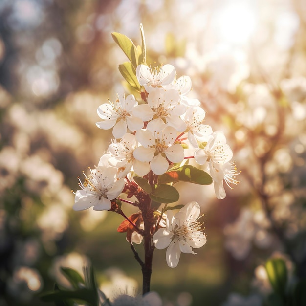 Sfondi di fiori di primavera Bella scena naturale con alberi in fiore e fiori di sole generati ai