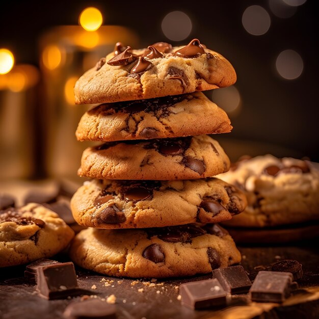 Sfondi di fotografia alimentare di biscotti al cioccolato