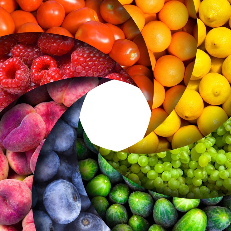 Sfondi di frutta come otturatore di apertura - concetto di alimentazione sana