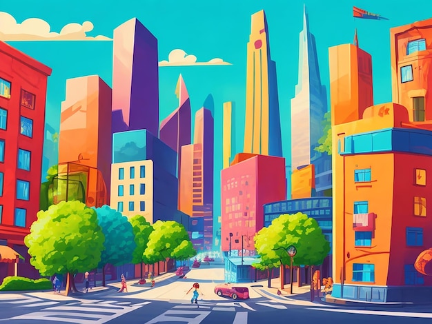 Sfondi di illustrazioni di cartoni animati di grandi città