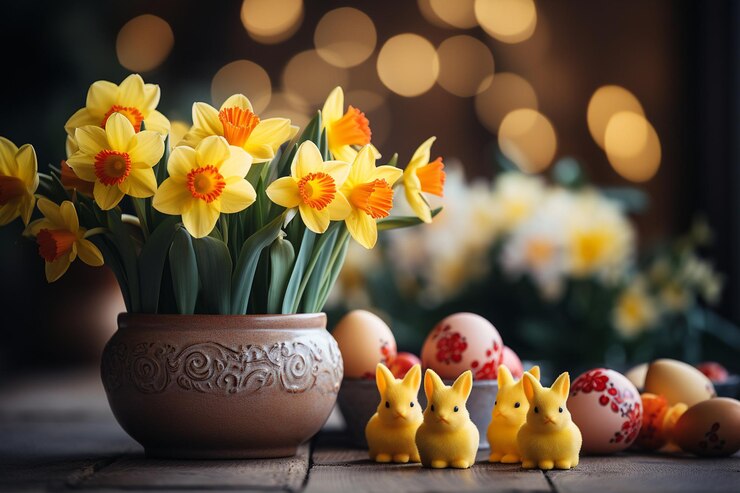 Foto sfondi di pasqua con tulipani e narcisi