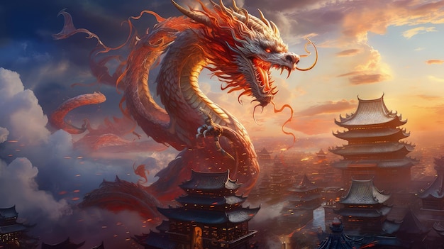 Sfondi di un drago cinese nelle nuvole