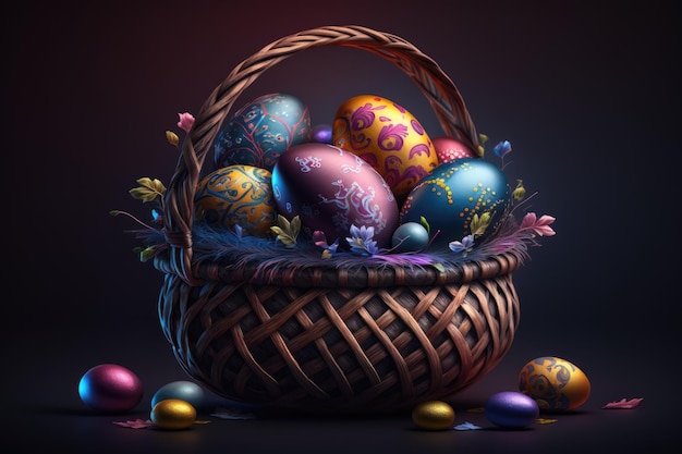 Sfondi di uova di Pasqua in un cestino