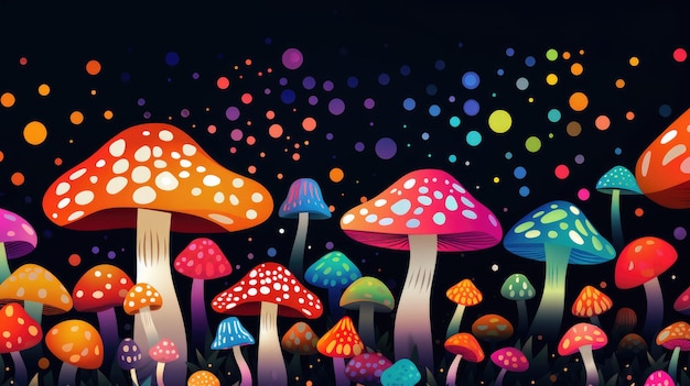 Sfondi illustrati di funghi generati da AI Immagine