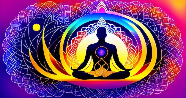 Sfondi Meditazione illustrazioni colorate, yoga in 4K Alta qualità