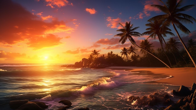 Sfondi per il tramonto sulla spiaggia tropicale Paradiso trovato