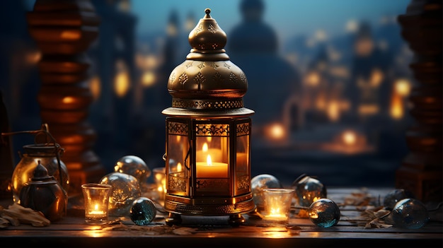 Sfondi religiosi di Ramadan Kareem con la silhouette della lampada di Ramadan