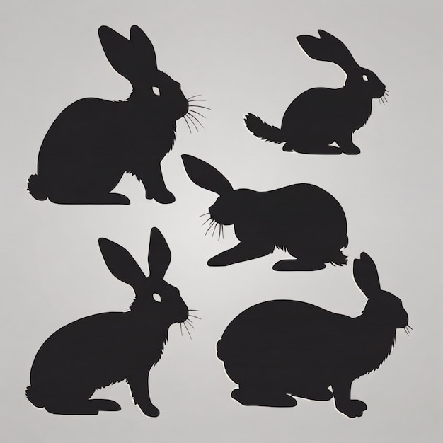Sfondi vettoriali di silhouette di conigli