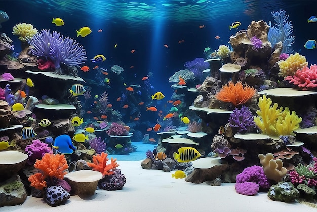 Sfondio 3D dell'acquario di barriera corallina