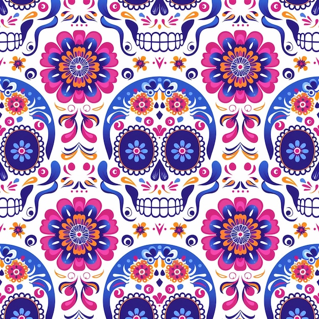 Sfondio a disegno festivo Dia De Muertos con fiori