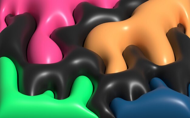 Sfondio a forma di macchia 3D astratta Disegno di rendering 3D gonfiato colorato Moderno modello di arte fluida