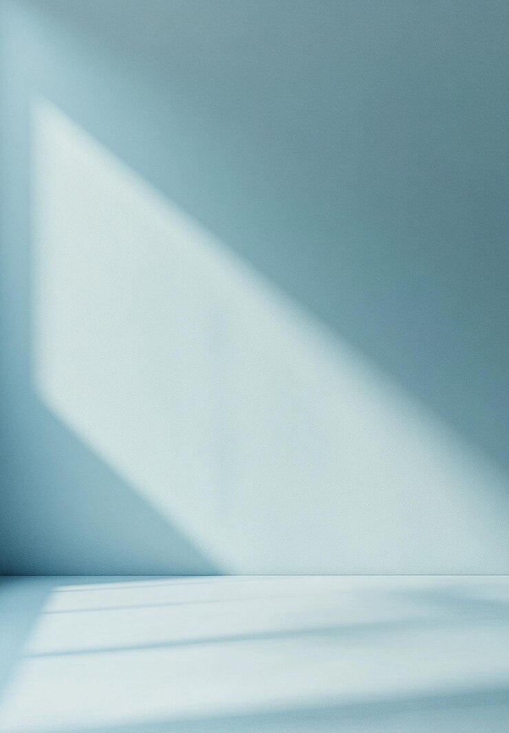 Sfondio a gradiente di teal minimalista con ombra di cubo geometrico e design interno pulito