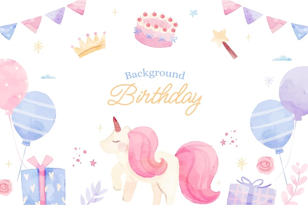 Sfondio acquerello di compleanno della principessa delle favole