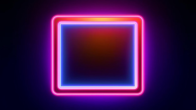 Sfondio al neon astratto colorato con una cornice quadrata