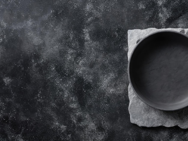 Sfondio alimentare scuro con piastra di pietra rotonda vista superiore spazio libero per il vostro cibo ai generativo