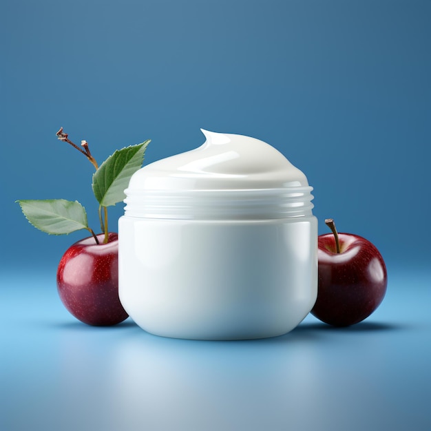 Sfondio Apple Beauty Cream Jar Presentazione di cosmetici bianchi