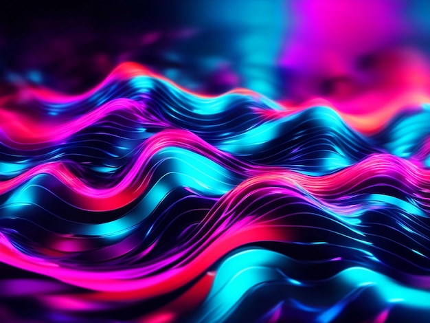 Sfondio astratto a onda di neon disegno Hitech per sfondo di carta da parati
