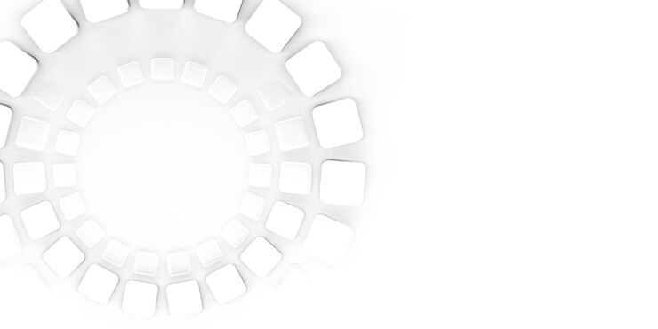 Sfondio astratto bianco con cubi arrotondati spazio per copiare testo modello bianco con cubi in anelli per copiare spazio banner rendering 3D