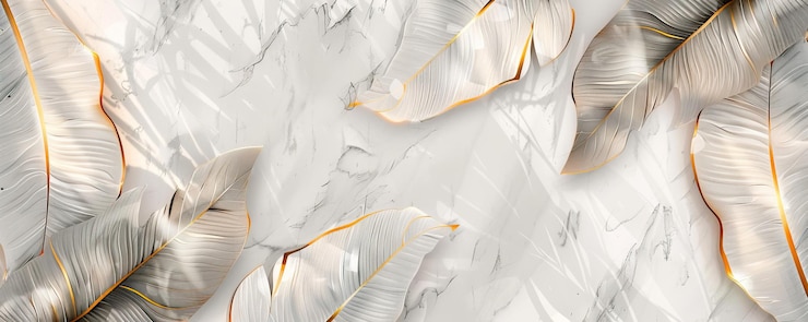 Foto sfondio astratto con consistenza di marmo e foglie d'oro di banana modello di arte a righe illustrazione generata dall'ai