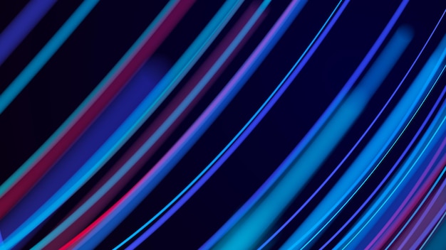Sfondio astratto di linee in movimento Striscia spaziale di informazioni Visualizzazione di grandi dati Rendering 3D