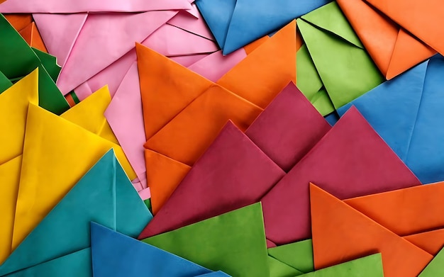 Sfondio astratto di una pila di fogli di carta origami colorati