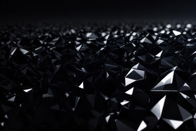 Sfondio astratto rendering 3D a sfaccettature di cristallo nero