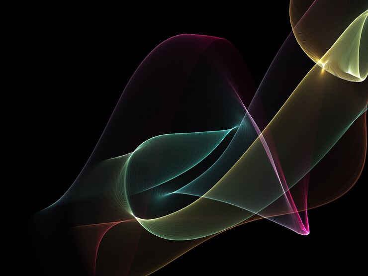 Sfondio astratto scuro con onde astratte luminose