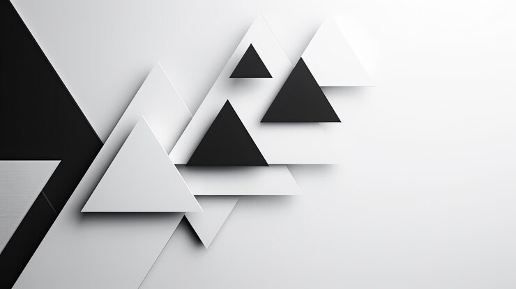 Sfondio astratto triangoli bianchi e neri moderni semplici eleganti design minimo pulito concetto di business presentazione sfondo modello banner header sito web brochure copertina carta da parati