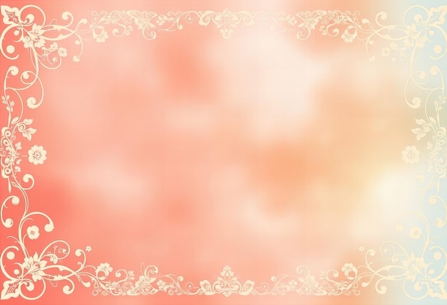 Sfondio blush morbido con un intricato bordo di pizzo di fiori di vite vorticosi e dettagli fini